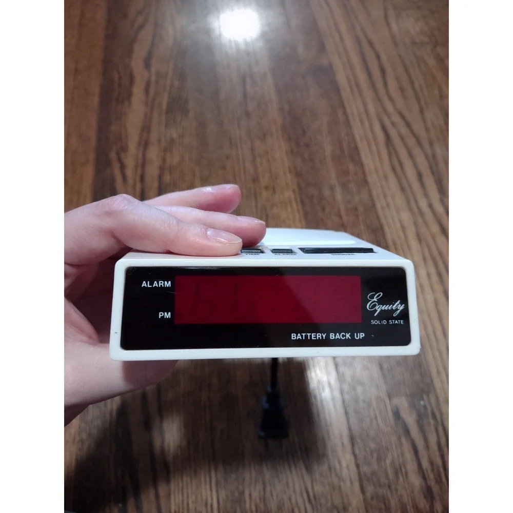 Vintage Equity Electronic Digital Alarm Clock Model 1010 Red LED Display White